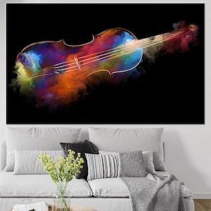 Colorful Violin Wall Art, Violin Canvas, Violin Poster, Violin Prints, Violin Painting, Abstract Wall Art, Abstract Canvas, Modern Wall Art,