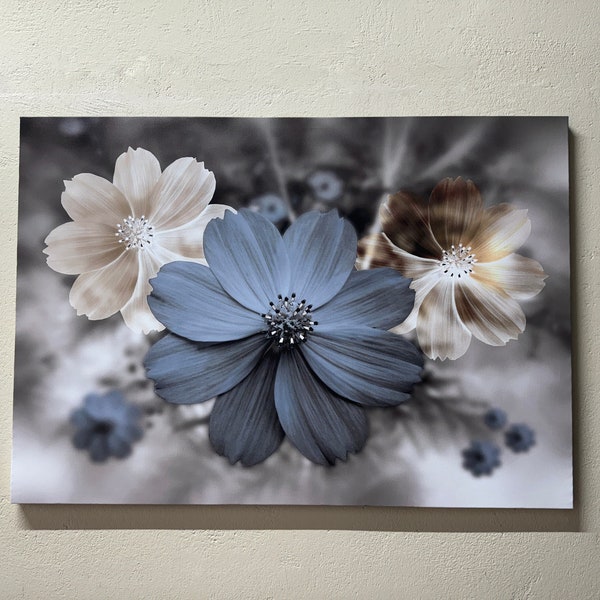 Wall Art, Canvas Wall Art, Wall Art Canvas, Modern Flower Wall Art, Flower Canvas Print, Botanical Canvas Art, Blue Flowers Poster,