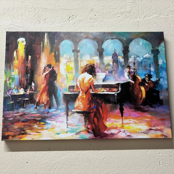 Haenraets Willem, affiche de musique abstraite, oeuvre d'art sur toile pour piano, oeuvre d'art murale femme pianiste, décoration murale célèbre, oeuvre d'art pour couple romantique,