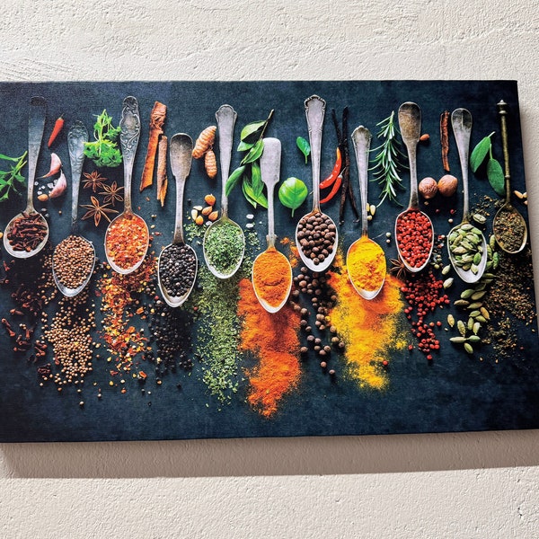 Spices Kitchen Wall Art, Modern Poster, Indian Spices Canvas, Food Wall Decor, Kitchen Canvas Gift, Contemporary 3D Canvas,