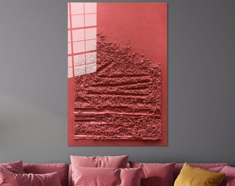 Red Abstract Tempered Glass Wall Art: Modern Home Decor