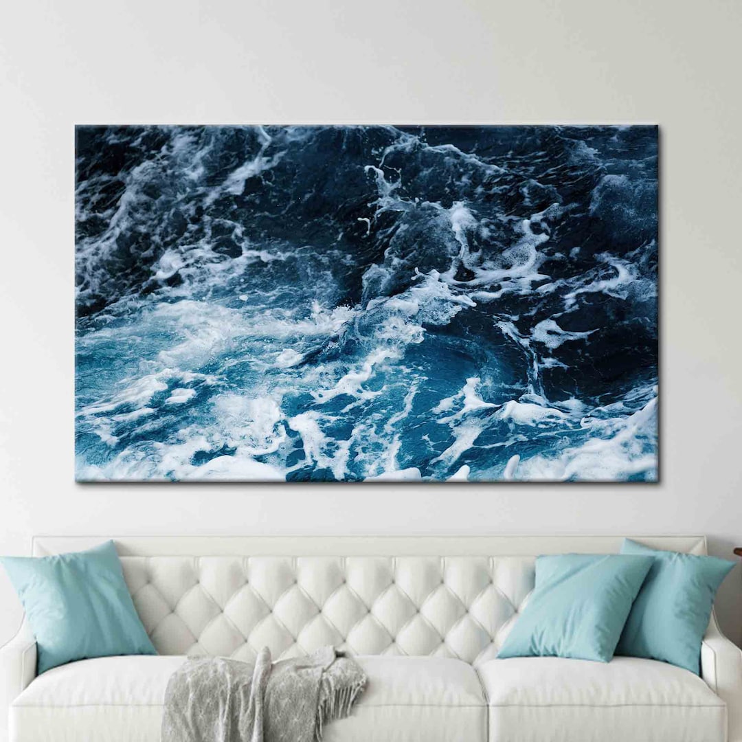 Blue Ocean Canvas Print Seascape Wall Art Coastal Decor Etsy