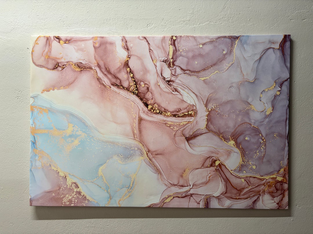 Pink and Gold Marble Canvas Print: Modern Abstract Wall Art - Etsy