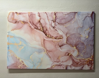 Pink and Gold Marble Canvas Print: Modern Abstract Wall Art