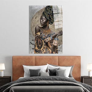 African Woman Canvas Art: Bohemian Wall Hanging