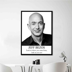 Jeff Bezos Portrait Canvas Art: Famous Quote, Celebrity Gift
