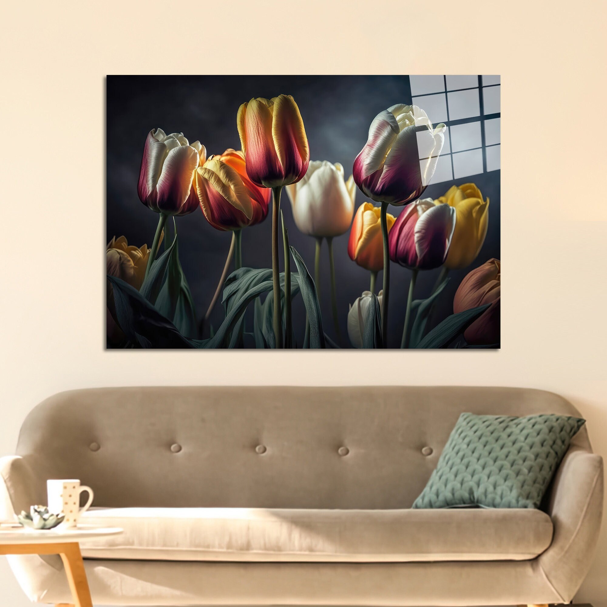Tulip Flower Tempered Glass Wall Art: Modern Home Decor - Etsy