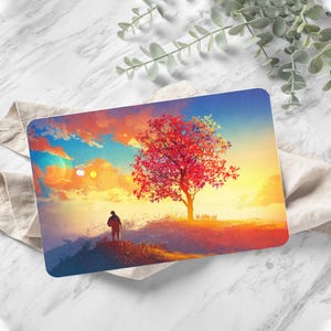 Sunrise Landscape Cutting Board: Modern Art Serving Board