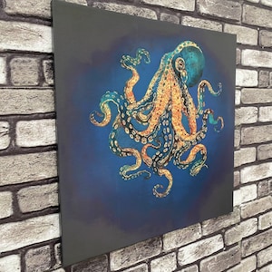 Octopus, Modern Printed, Trendy Canvas, Luxury Canvas Art, Contemporary Canvas, Animal Art, Octopus Artwork, Gold Wall Decor,