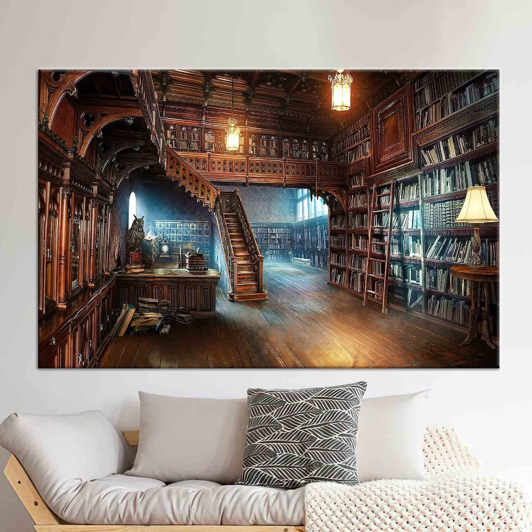 Grand Library Canvas Print: Books Wall Art, Modern Decor - Etsy