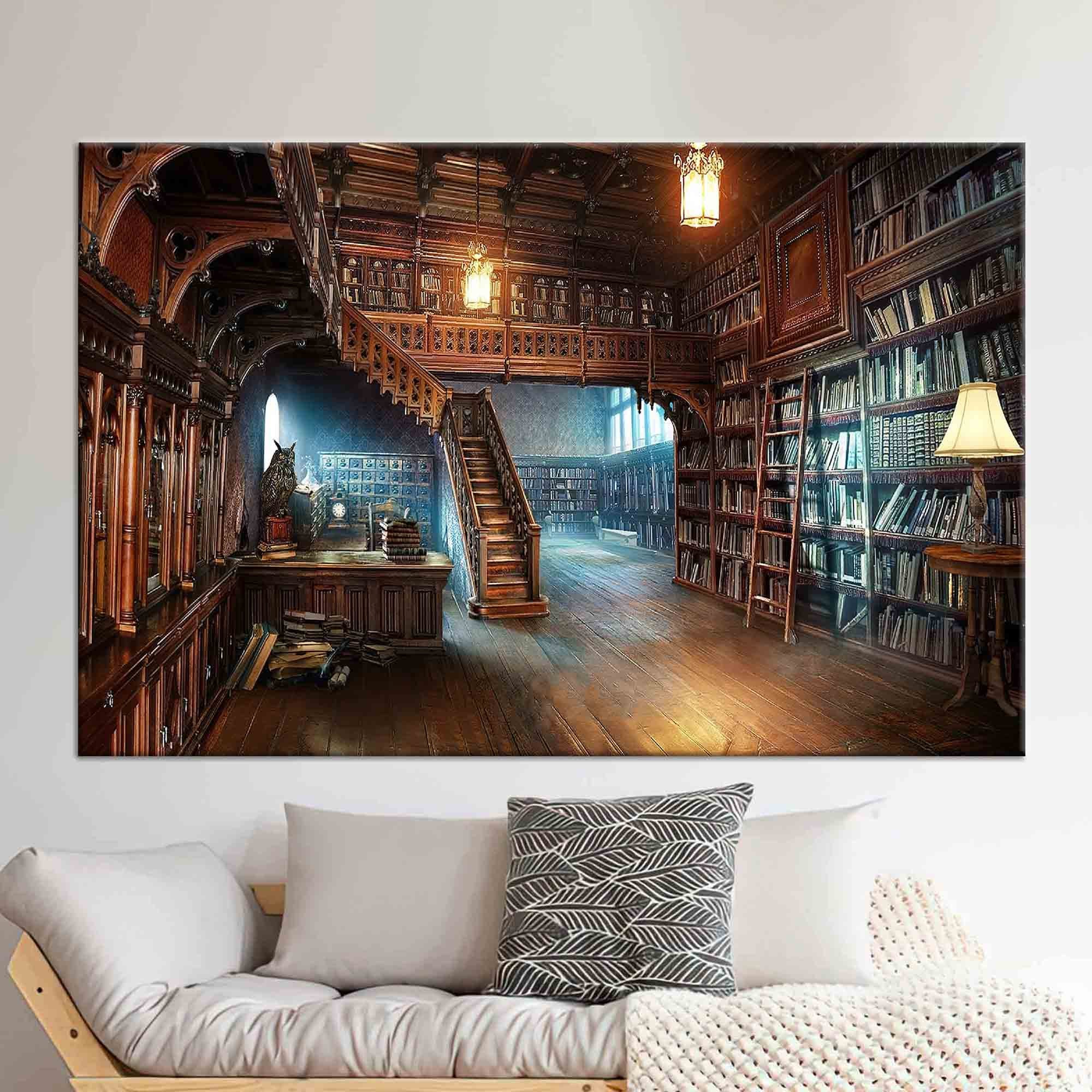 Grand Library Canvas Print: Books Wall Art, Modern Decor - Etsy
