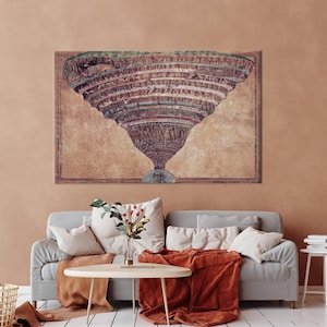 Décoration sur toile moderne, reproduction d'art, décoration de mariage, décoration sur toile carte de l'enfer, oeuvre de Sandro Botticelli, grande toile,
