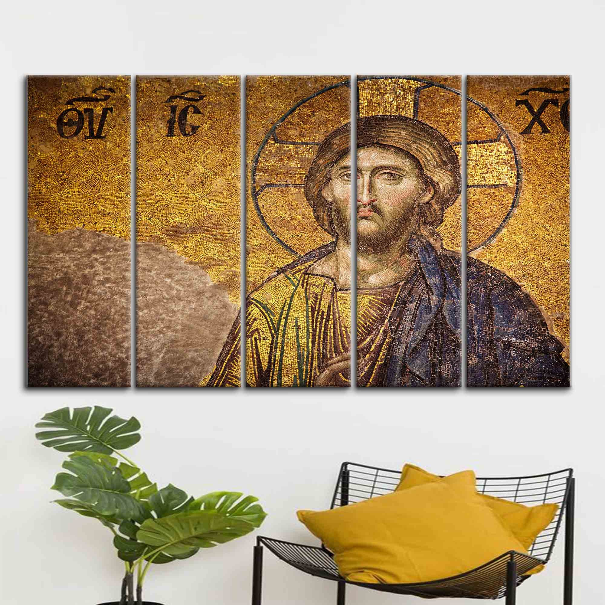 Byzantine Jesus Mosaic Canvas – Sacred Christian Art Reproduction on ...