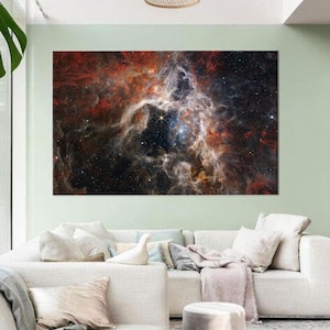 Deep Space Nebula Canvas Wall Art, Cosmic Galaxy Starscape Poster, NASA Inspired Cotton Canvas Print for Sci-Fi Lovers and Space Decor