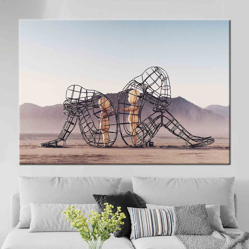 Skulpturen "Inner Child Burning Man": Trendig canvastavla Single Panel