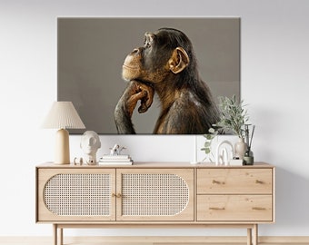 Thinking Chimp Canvas Print: Monkey Photo Wall Art