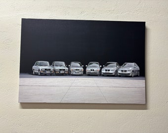 Bmw All 5 Series Wall Art, Bmw 5 Series Car Artwork, Bmw Printed, Bmw Car History Wall Art, Bmw All 5 Series Wall Decor, Car Art Canvas,