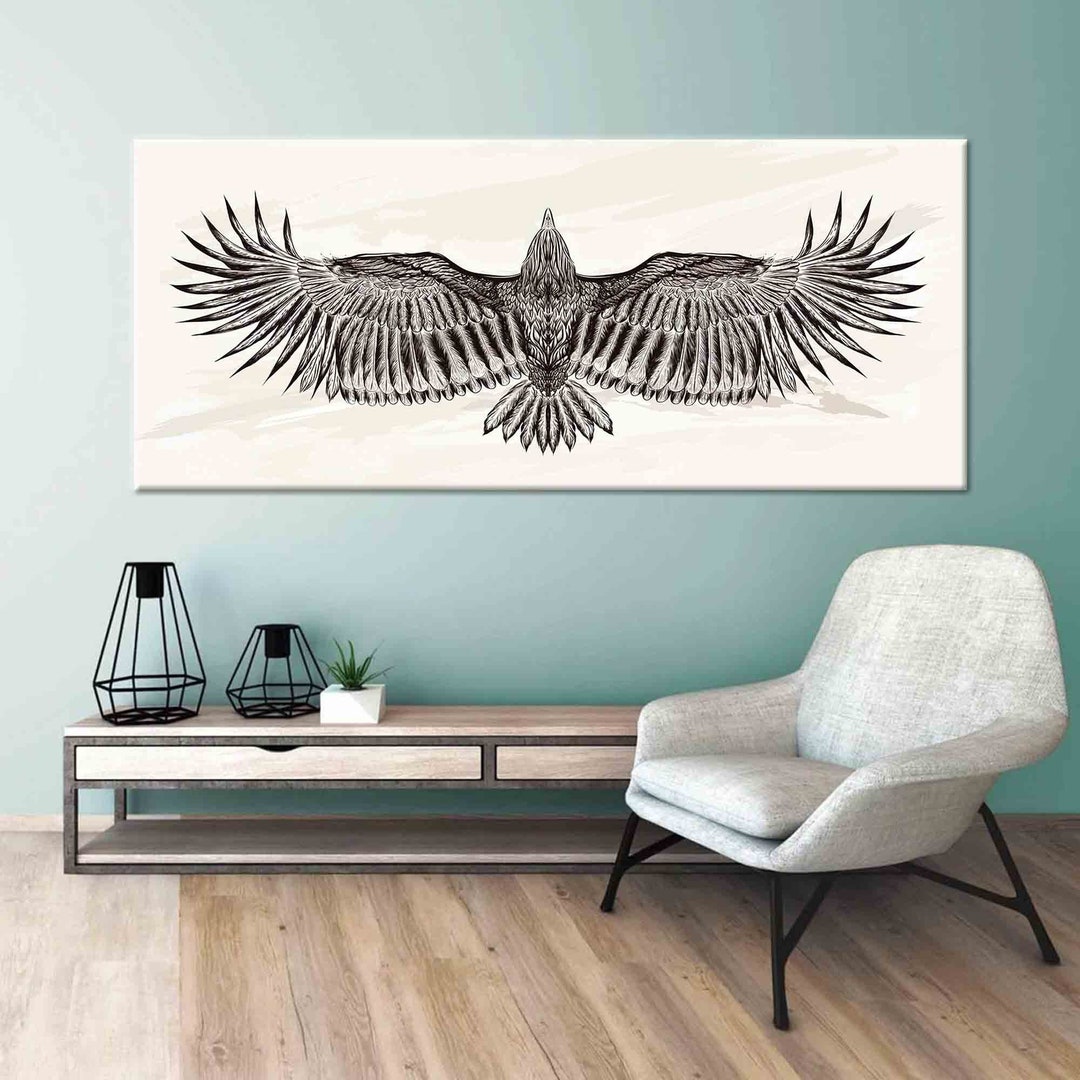 Condor Drawing In Flight Condor Canvas Art: Flying Bird Drawing, Modern Wall Decor - Etsy