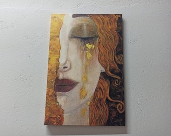 Lienzo "Las Lágrimas Doradas": Impresión enmarcada hecha a mano