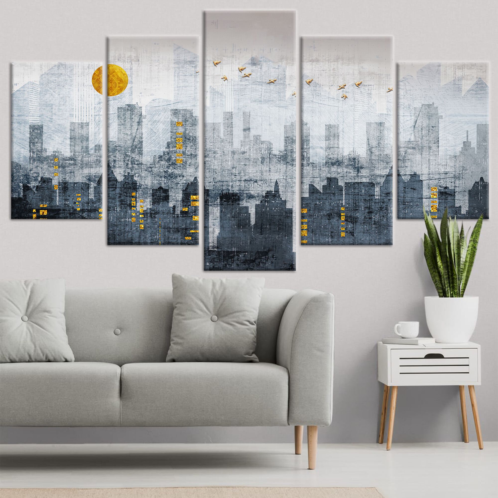 Abstract City Wall Art City Landscape City Scene Wall Art Etsy