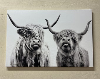Highland Cow Canvas Print: Scottish Animal Wall Art