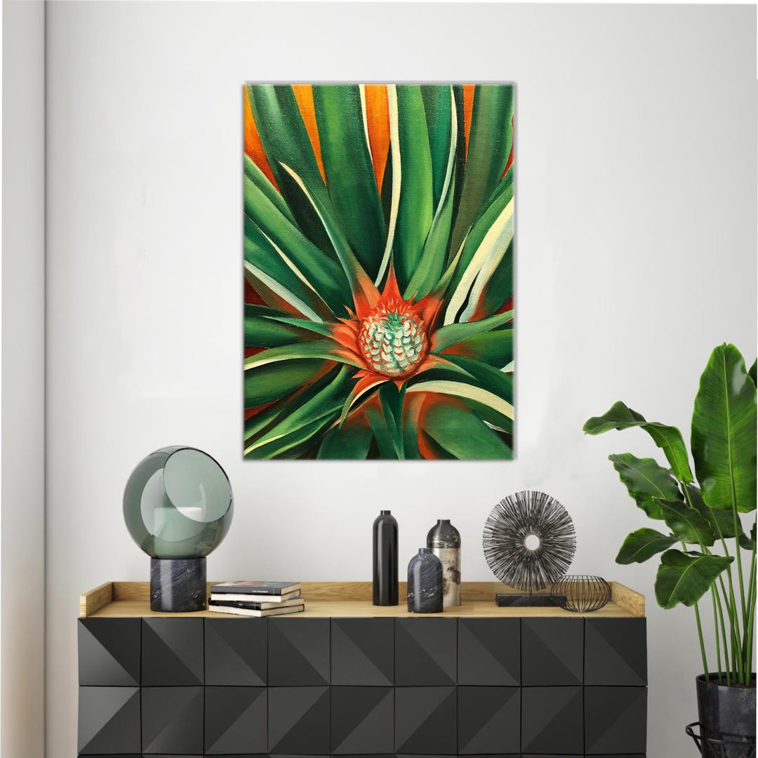 Georgia O'keeffe Inspired Pineapple Canvas Print: Handmade Floral Art ...