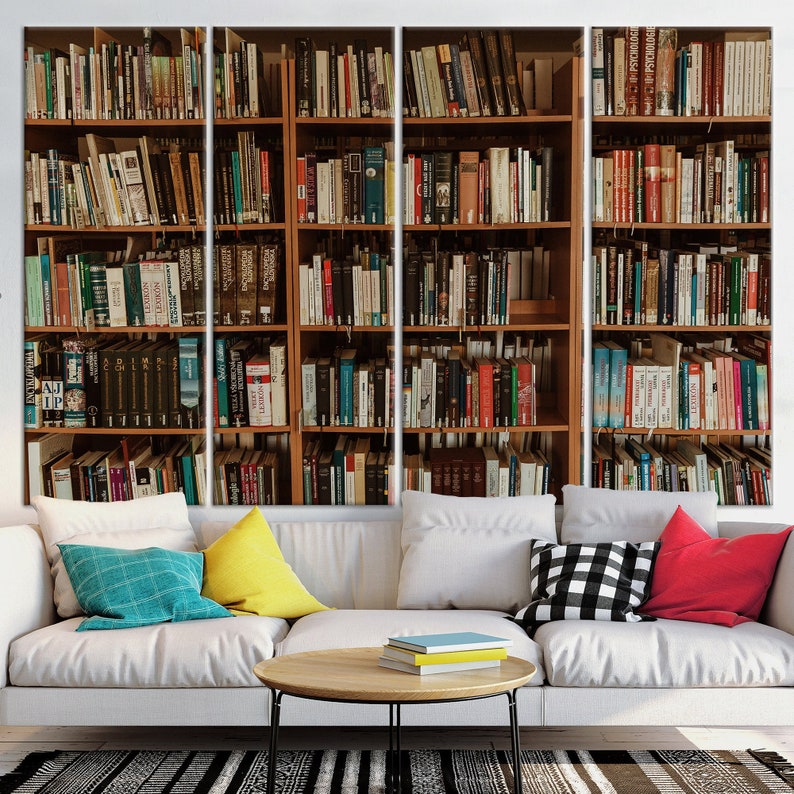 Library Wall Art, Library Canvas, Photo Books Print, Reading Room Wall ...