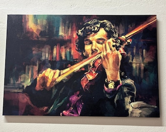 Geigenbild, Geige Leinwand, Musikzimmer Dekor, Ölgemälde Druck, Musikinstrumente Wandkunst, Geige Poster, Abstrakte Wandkunst,