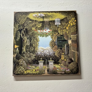 Lienzo para pared, arte en lienzo, decoración del hogar en lienzo, jardín surrealista, estampado verde, arte abstracto en lienzo, decoración moderna en lienzo, decoración de pared surrealista,