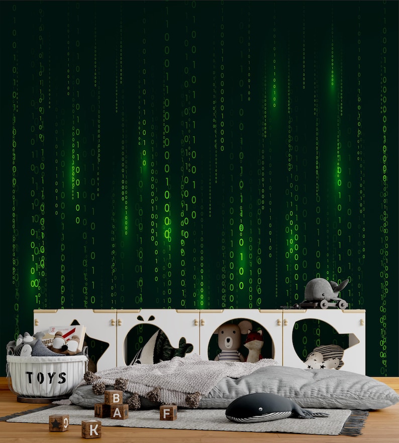 Matrix Code Mural: Computer Science Binary Wallpaper - Etsy