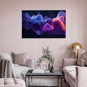Boho Wall Decor, Modern Artwork, Smoke Design Canvas Decor, Gift For Him, Smoke Canvas Gift, Colored Smoke Art, Minimalist Wall Art,