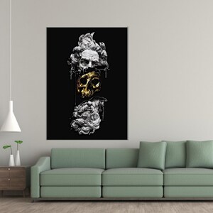 Goldener Schädel Leinwanddruck: Poseidon Art, Modern Home Decor