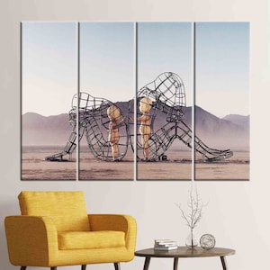 Skulpturen "Inner Child Burning Man": Trendig canvastavla Set of 4 Panels