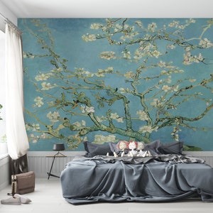 3d Wall Paper, Paper Wall Art, The Blossoming Almond Tree Wall Art, Bright Wall Paper, Vincent Van Gogh Wall Decor,