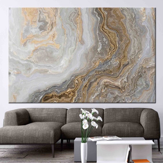 Neutral Marble Texture Canvas Art: Beige & Grey Abstract Print - Etsy