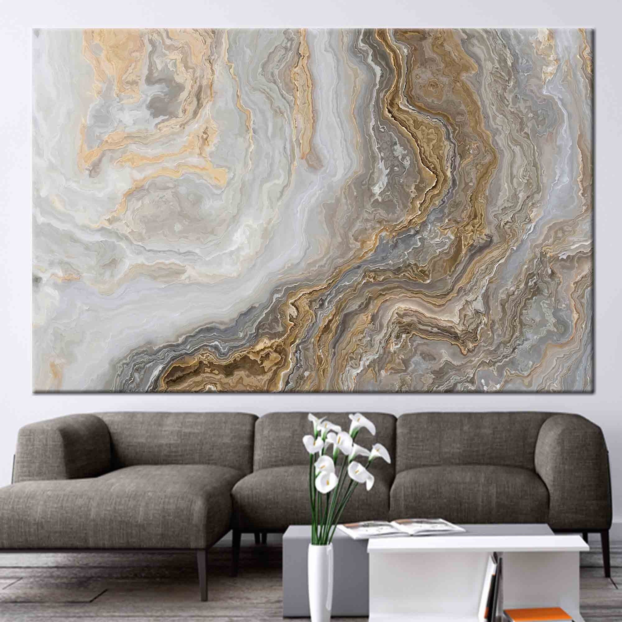 Neutral Marble Texture Canvas Art: Beige & Grey Abstract Print - Etsy