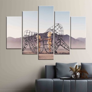 Skulpturen "Inner Child Burning Man": Trendig canvastavla 5 Panel Diamonds
