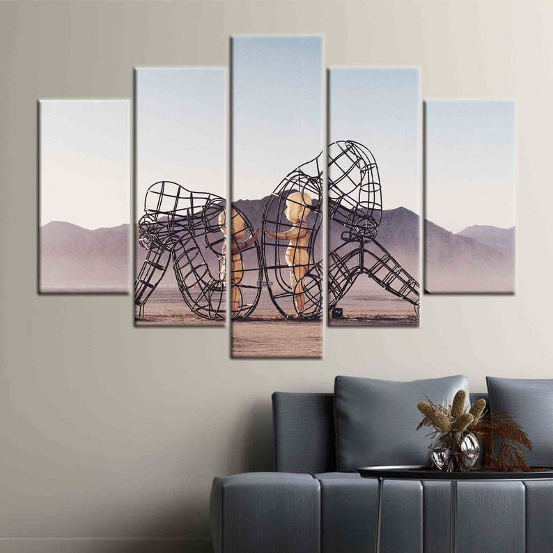 Skulpturen "Inner Child Burning Man": Trendig canvastavla 5 Panel Diamonds