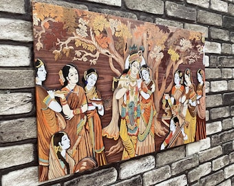 Arte em tela de Radha Krishna: Deuses hindus, decoração de parede indiana