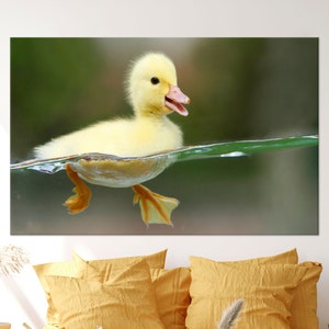 Ente Wandkunst, süße Baby Ente Poster, Tierposter, Badezimmer Leinwand Druck, Urlaub Dekorkunst, Kinderzimmer Dekor, Leinwand,