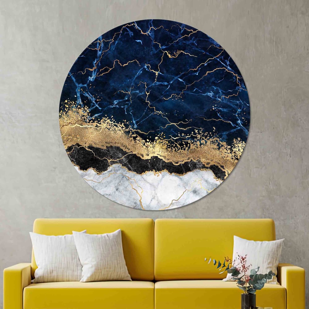 Abstract Tempered Glass, Navy Blue Glass Wall Art, Glass Wall Art