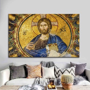 Wall Art Canvas, Canvas Print, 3D Canvas, Jesus Christ Mosaic, Jesus Christ Poster, Jesus Mosaic Canvas, Christ Printed, Jesus Printed,