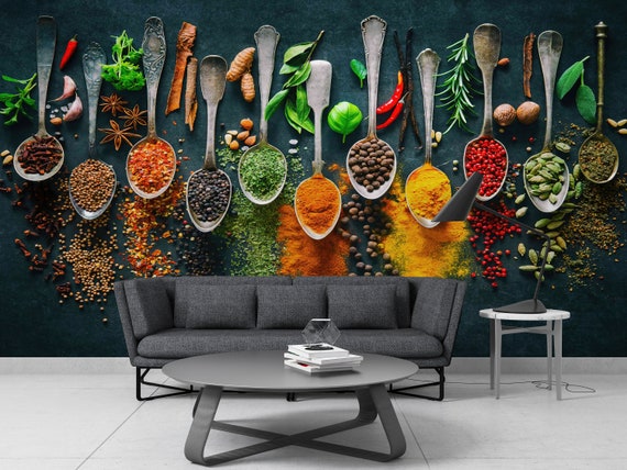Paper Wall Art Spices Kitchen Wall Art 3d Wall Paper Kitchen