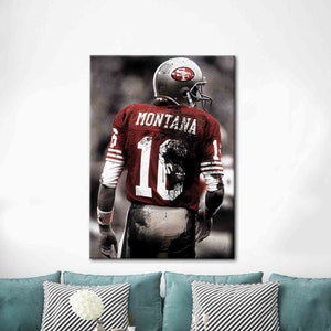 Canvas Decor, Wall Art Canvas, Large Wall Art, Joe Montana, Sport Canvas, San Francisco Canvas Poster, Man Cave Canvas Art,