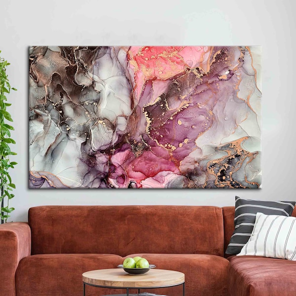 Grey Pink Modern Art Etsy