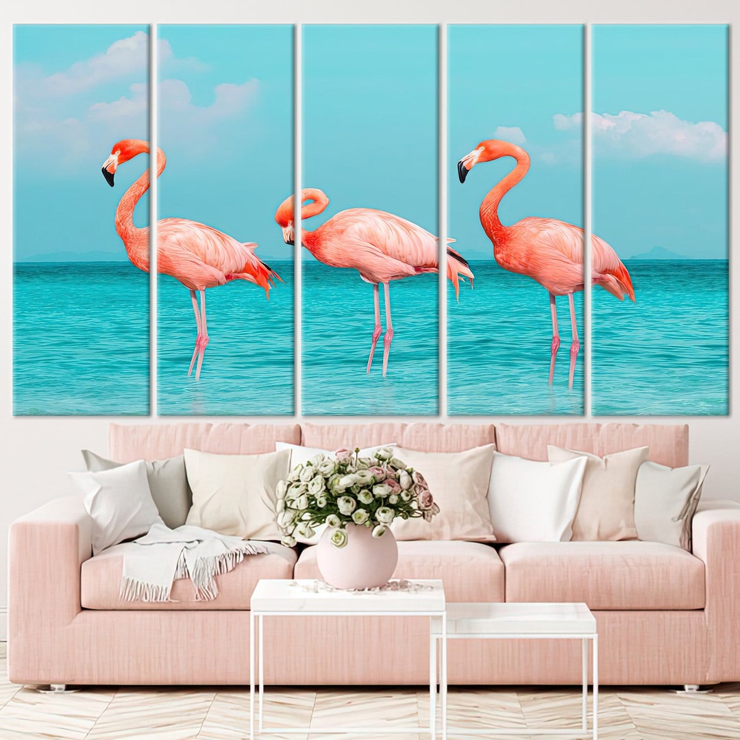 Flamingo Wall Art Flamingo Canvas Flamingo Wall Decor Etsy