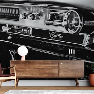 Cadillac Black and White Wallpaper Mural - Peel and Stick