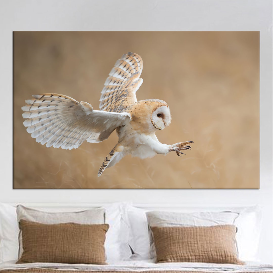 Barn Owl Canvas Art: Large Flying Owl Print, Wall Decor - Etsy