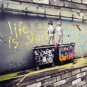 Life is Short, Banksy Wall Art, Graffiti Wall Art, Banksy Graffiti Art, Framed Canvas, Banksy Graffiti, Trendy Wall Art, Canvas Wall Art,