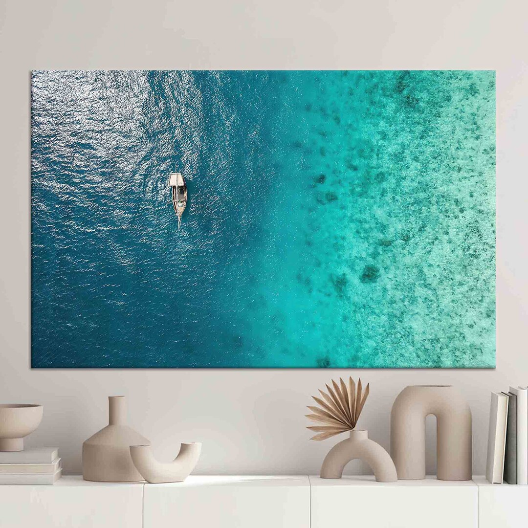 Sea Canvas Art, Landscape Poster, Sea, Blue Art, Living Room Wall Art
